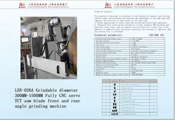 قطر قابلة للطحن 200MM-1200MM آلة طحن شفرة الشفرة TCT CNC Servo LDX-026A